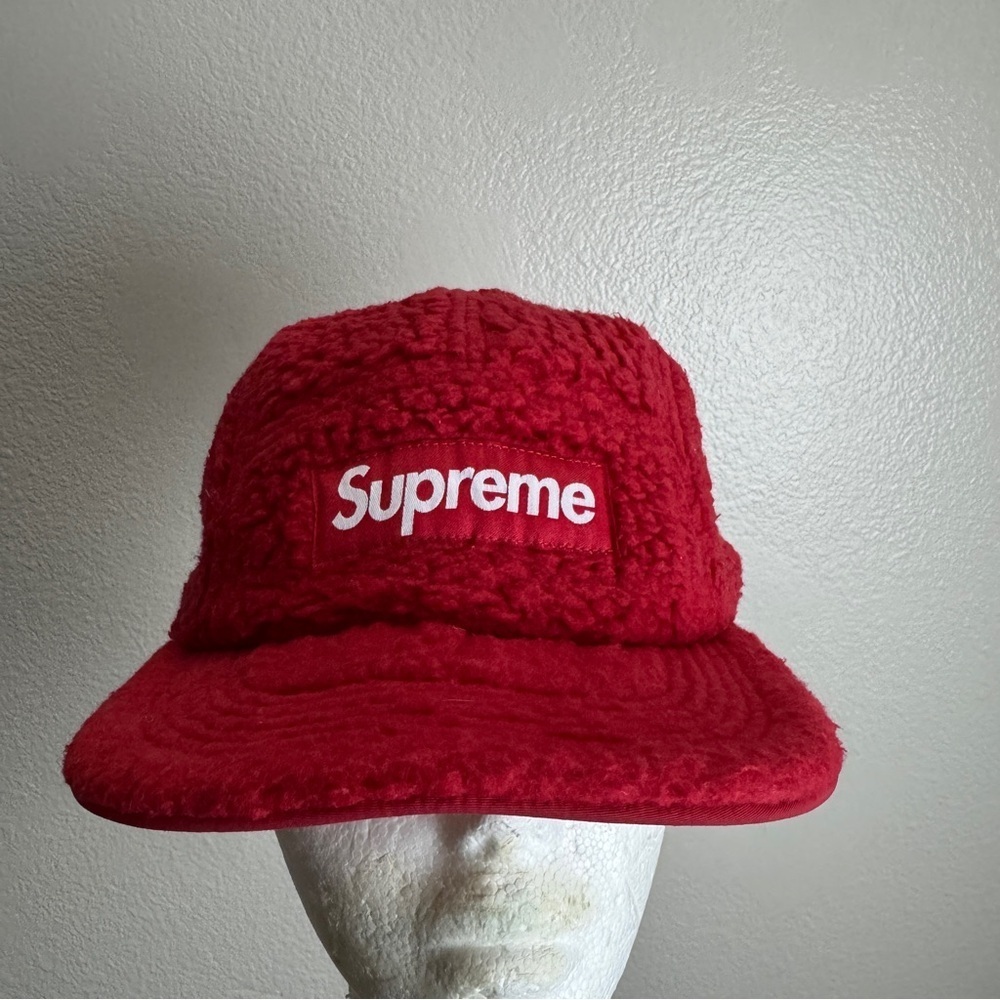 Supreme Polartec Shearling Reversible Camp Cap Hat Red